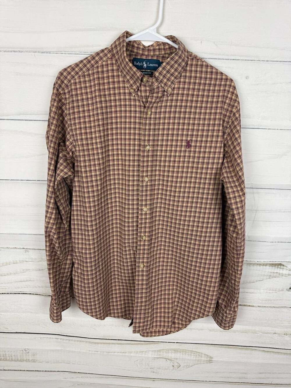 Ralph Lauren Classic Fit Plaid Button Down Shirt Size L